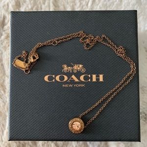 Coach Rose Gold Round Open Circle Necklace